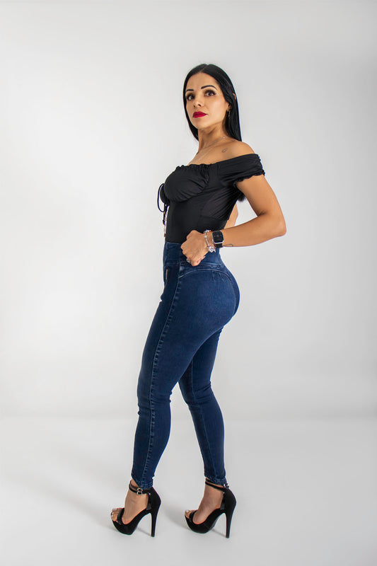 Jeans colombianos tiro alto un botón