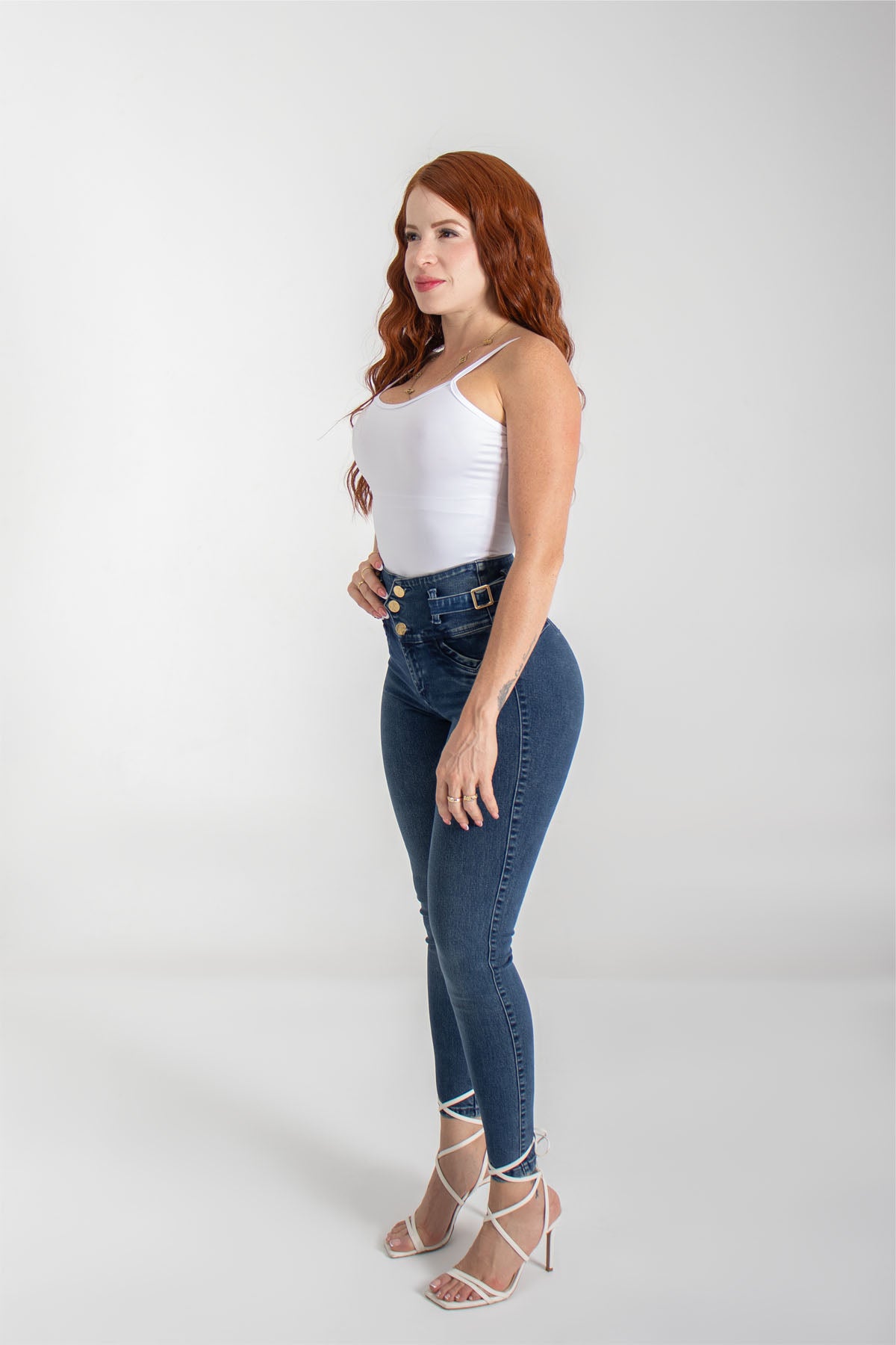 Jeans colombianos tiro alto 3 botones