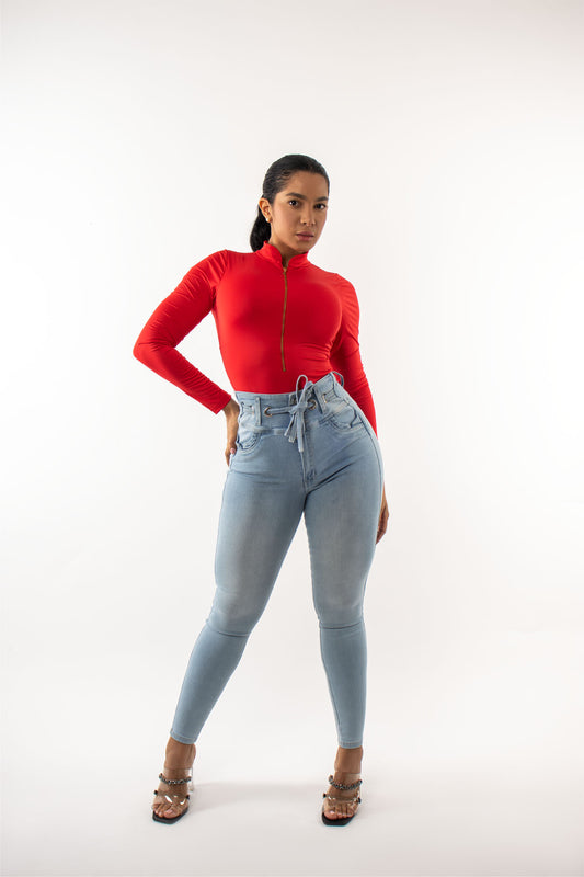 Jeans colombianos tiro alto cinto denim