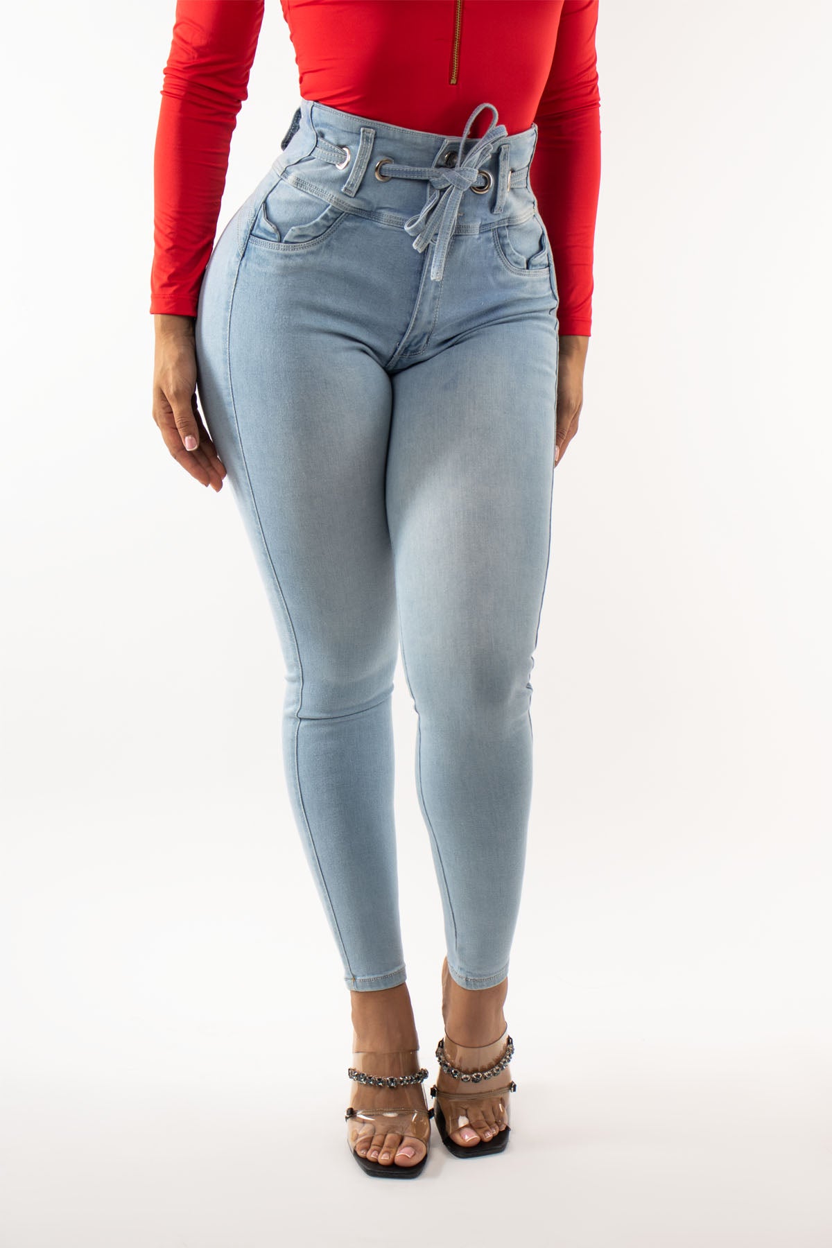 Jeans colombianos tiro alto cinto denim