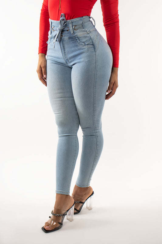 Jeans colombianos tiro alto cinto denim