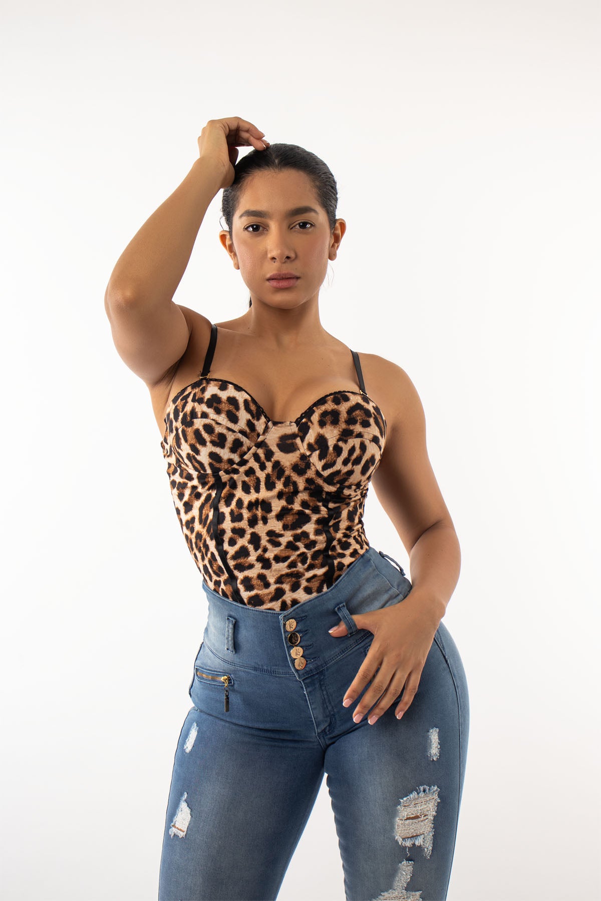 Body de tirantes animal print felino